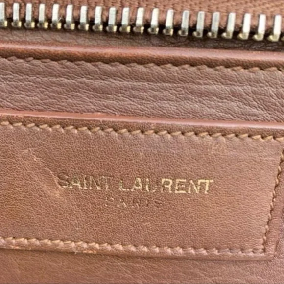 Yves Saint Laurent Brown Leather Y-Cabas bag with Gold Hardware - Picture 6 of 10